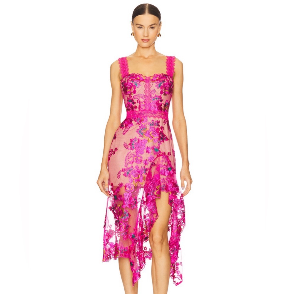 Bronx and Banco Pink Floral Midi Dress